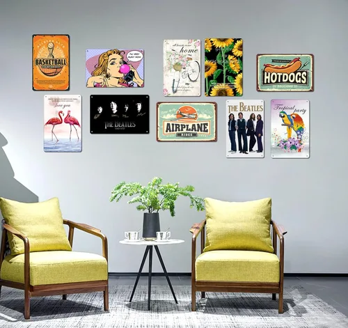 Miniatura 3 de Decoración de pared de The Beatles, carteles de metal de los Beatles, póster de pared de arte retro de los Beatles, decoraciones de fiesta