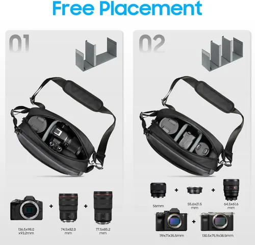 Miniatura 4 de FINTIE Bolsa bandolera para cámara DSLR/SLR/sin espejo, impermeable, con soporte para trípode para Canon R50/R100/Sony A6400/Nikon Z6 III