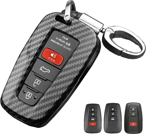 Miniatura 8 de Funda para llavero Toyota, funda de llavero con patrón de fibra de carbono ABS para Toyota Corolla Camry RAV4 Highlander 4Runner Prius CH-R Prado