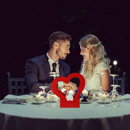Miniatura 7 de STOBOK Caja de flores retro de 2 piezas con mango de corazón Caja de embalaje de ramo de fiesta de boda Bolsa de embalaje de ramo de papel Caja
