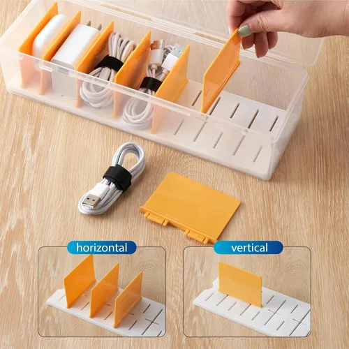 Miniatura 3 de Caja organizadora de cables con 8 bridas para cables, organizador de cargador de teléfono transparente, organizador de cables para cables, caja