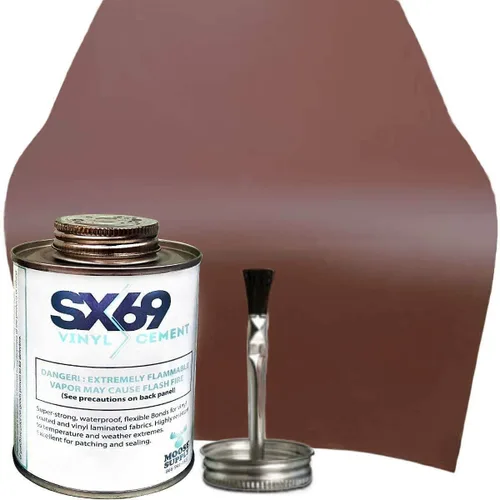 Miniatura 15 de SX 69 Kit de reparación de vinilo Kit de reparación de casa inflable Rojo Incluye adhesivo de 4 onzas y rollo de vinilo para reparaciones