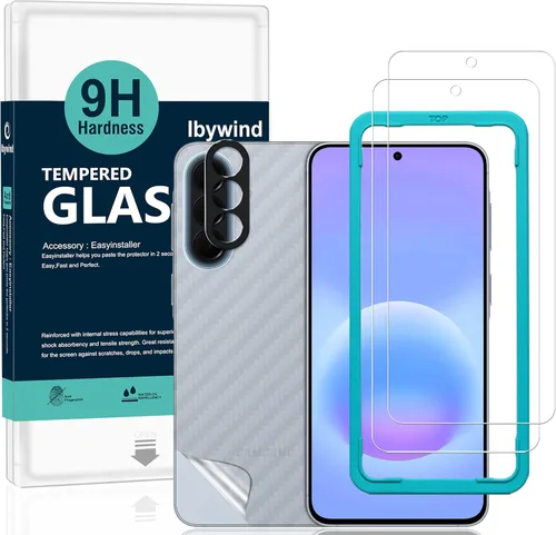Miniatura 13 de Ibywind Protector de pantalla para SamSung Galaxy A51, con 2 piezas de vidrio templado, 1 protector de lente de cámara, 1 película de fibra