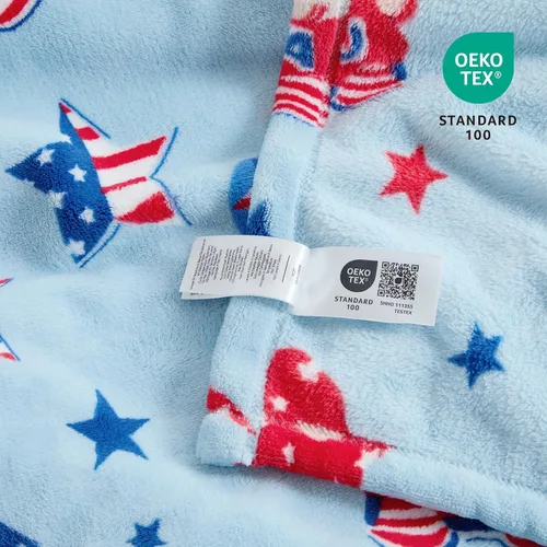 Miniatura 7 de Cozy Bliss Manta patriótica de gnomo, manta cálida para el 4 de julio, manta de felpa lechosa, ultra suave y acogedora para sofá, sofá y cama, azul