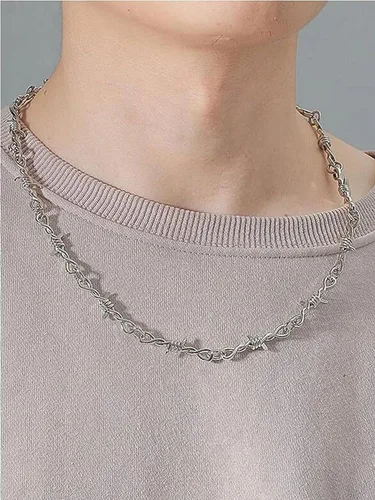 Miniatura 4 de Dcfywl731 2 collares de alambre de púas, estilo punk, cadena de espinas para hombres y mujeres, gargantilla de espina hip hop, regalo de joyería