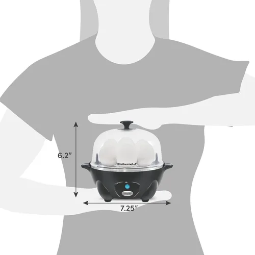 Miniatura 10 de Elite Gourmet EGC710DKG Cocedor Rápido de Huevos, 7 Huevos Hervidos Fáciles de Pelar, Duros, Medianos, Suaves, Escalfador, Máquina para Omelettes