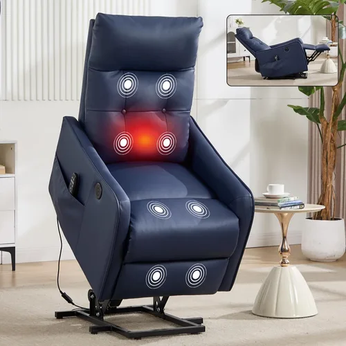 Miniatura 22 de Recliner Chair, Swivel Fabric Massage Rocker Recliner Chair for Adults, Manual Nursery Chair Glider Recliner with Massage and Heat for Living Room