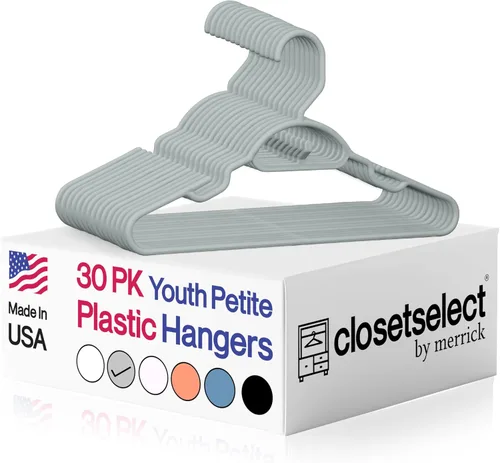 Miniatura 11 de Closetselect Perchas juveniles de plástico para niños pequeños y niños de 13 pulgadas, ganchos para armario, perchas para ropa infantil, tamaños 4 a