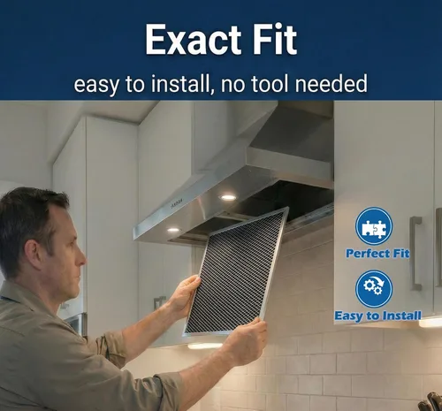 Miniatura 5 de Paquete de 3 filtros de campana extractora de carbón de 8.75 x 10.5 pulgadas, compatible con Whirlpool W10355450 Broan Nutone 6105C 41F 413023 41000