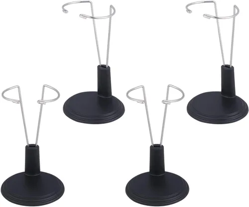 TOYANDONA 4pcs Adjustable Doll Stands for 4 - 6.8 Inches: Black Plastic Doll Holders Action Figure Stands for Mini Bears Collectible Photography