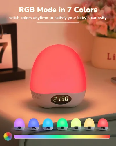 Miniatura 6 de Luz de Noche Portátil para Niños y Bebés, Luz de Huevo para Guardería para Lactancia, Luz de Noche Ajustable para Bebé con Temporizador y RGB