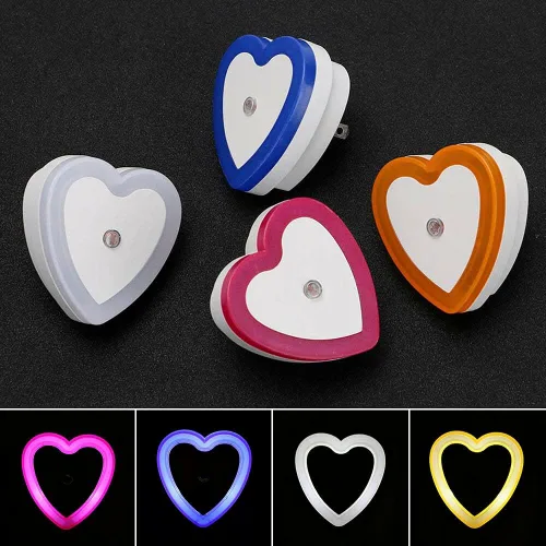 Miniatura 3 de ausuky 0.5W Plug-in Auto Sensor Control LED Noche Luz Lámpara Dormitorio Pasillo Corazón en forma de Corazón (blanco)