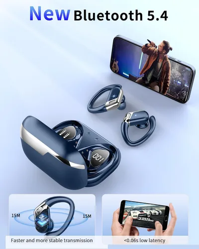 Miniatura 2 de Auricular Inalámbrico, Auriculares Bluetooth 5.4 IP7 Impermeables para Deporte, Auriculares Inalámbricos de 50H para Correr con Micrófono ENC
