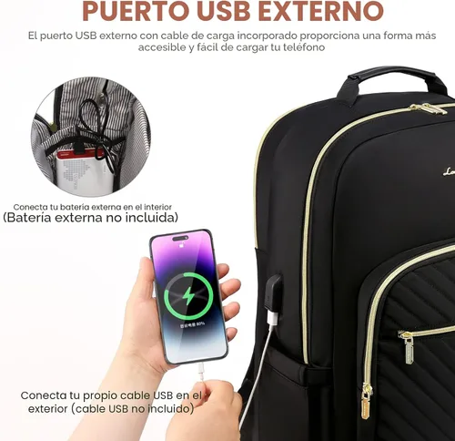 Miniatura 5 de LOVEVOOK Mochila para laptop de 17.3 pulgadas para mujer, bonita mochila de viaje para mujer, bolsa de computadora profesional, impermeable