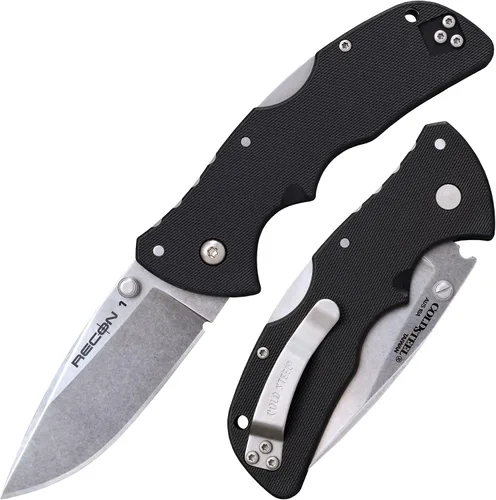 Miniatura 5 de Cold Steel Recon 1 Series Cuchillo plegable táctico con bloqueo Tri-Ad y clip de bolsillo, Mini Recon 1 cuchillo plegable de punta de lanza