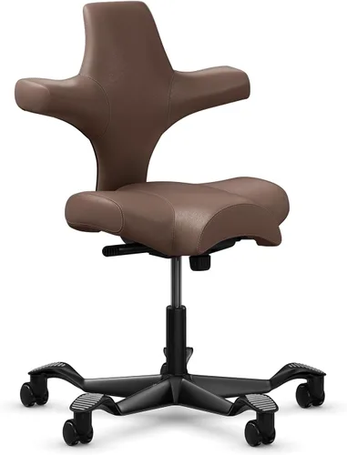 Miniatura 20 de HAG Capisco Silla de escritorio estándar ajustable, marco negro, asiento negro de vinilo ónix