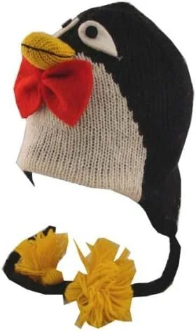 Miniatura 2 de Penguin Pilot - Gorro de esquí con forro polar y pompón tejido a mano en Nepal, color negro, Negro