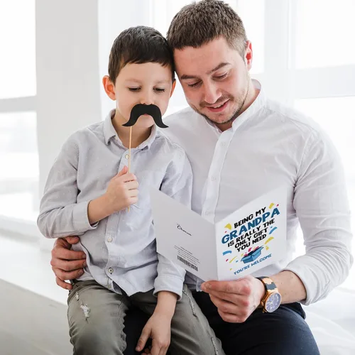 Miniatura 4 de Chenive Tarjeta del día del padre para marido de esposa, romántica tarjeta feliz del día del padre para él, cuánto amas a nuestra familia y cuida