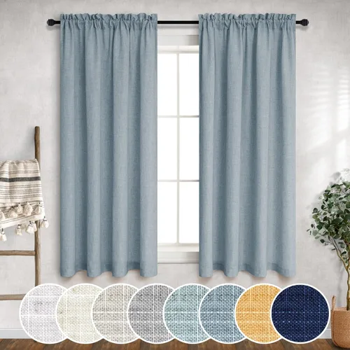Miniatura 36 de Cortinas blancas puras de 38 pulgadas de ancho para dormitorio, juego de 2 paneles de cortinas de privacidad con bolsillo para barra, cortinas
