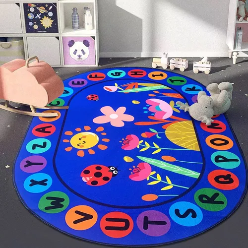 Miniatura 3 de USTIDE Alfombra ovalada para niños, 5 x 7 pulgadas, con letras del alfabeto ABC, alfombra educativa antideslizante, alfombra de juego para el aula