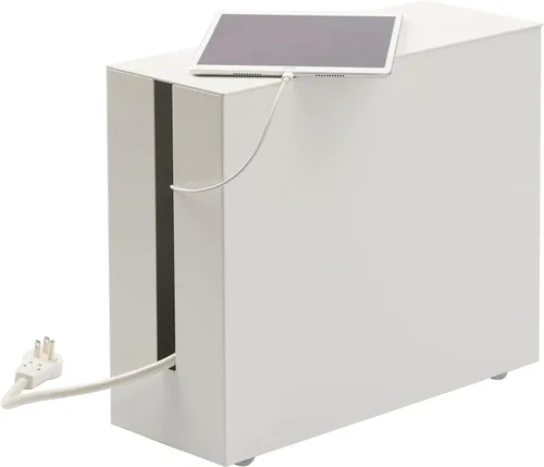 YAMAZAKI Regleta de alimentación para el hogar, organizador de almacenamiento para oficina o dormitorio, acero de acero, talla única, color blanco