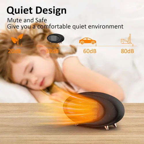 Miniatura 3 de Calentador de escritorio, calentador de escritorio pequeño de 600 W de eficiencia energética para uso en interiores, calentador de espacio de Negro