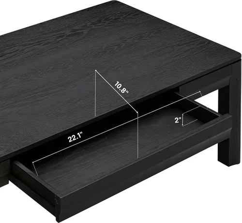 Miniatura 7 de NTC Flow Mesa de Café Moderna de Madera Rectangular con Cajón Oculto – Resistente al Agua y al Calor, Negro Quemado
