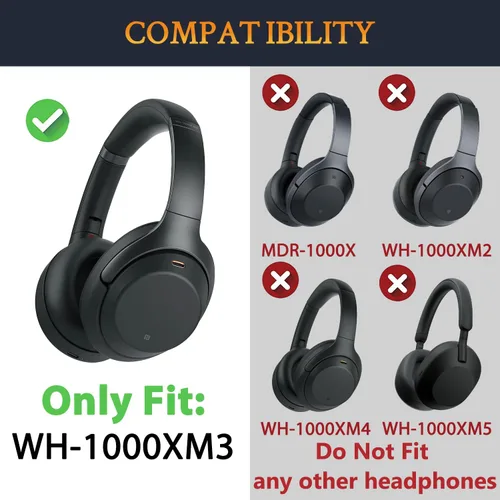 Miniatura 2 de SOULWIT Almohadillas profesionales de repuesto para auriculares Sony WH-1000XM3 (WH1000XM3) supraaurales, almohadillas para los oídos con cuero