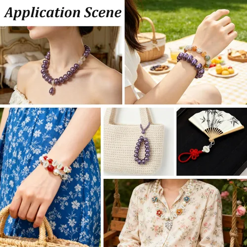 Miniatura 5 de Decoendiy Cuentas europeas de agujero y espaciador – 100 piezas de perlas de imitación, resina plana redonda pulida, para pulseras y collares