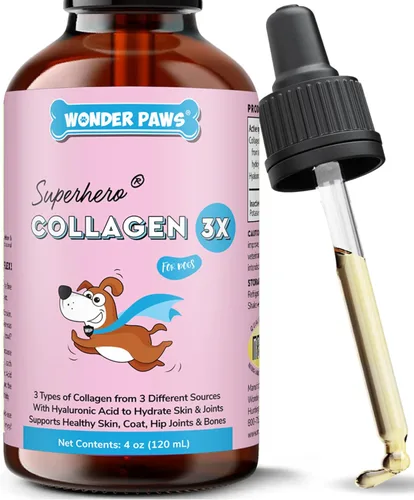WONDER PAWS Colágeno Premium para Perros – Soporte Líquido para la Piel, el Pelaje, las CADERAS y las Articulaciones – con Ácido Hialurónico y
