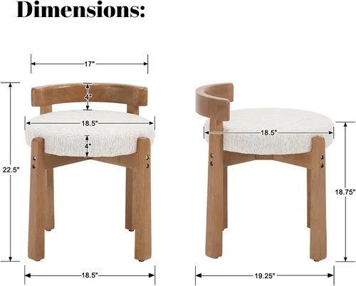 Miniatura 2 de DUOMAY Taburete de tocador de felpilla beige con respaldo bajo, altura del asiento de 18.75 pulgadas, otomana redonda tapizada, patas de goma