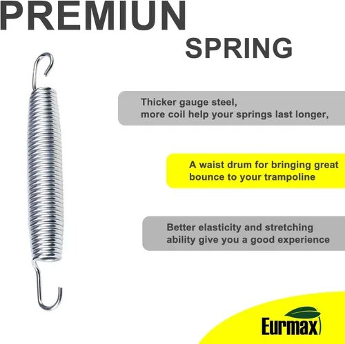 Miniatura 4 de Eurmax USA Muelles de Trampolín de Acero Inoxidable Resistente de Repuesto con Gancho en T, Paquete de 20 piezas