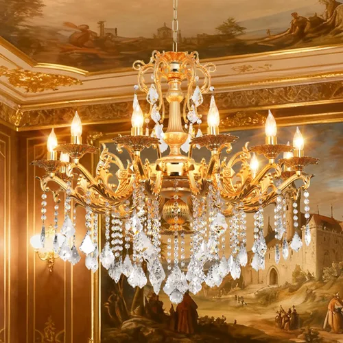 Miniatura 8 de Moderna Elegante Araña de 6 Luces de Cristal K9 en Bronce Antiguo Iluminación de Techo Colgante Estilo Europeo para Comedor, Sala de Estar