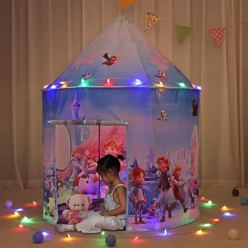 Miniatura 8 de Tienda de campaña y luces de castillo de hielo para niños, casa de juegos interior para niños, 41 x 53 pulgadas