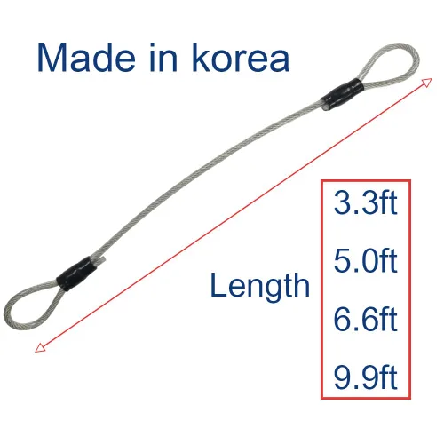 Miniatura 2 de Cable de seguridad trenzado de acero inoxidable trenzado de 0.157 in, 3.3 pies, 5 pies, 6.6 pies, 9.9 pies, bloqueo de equipaje, cable de seguridad