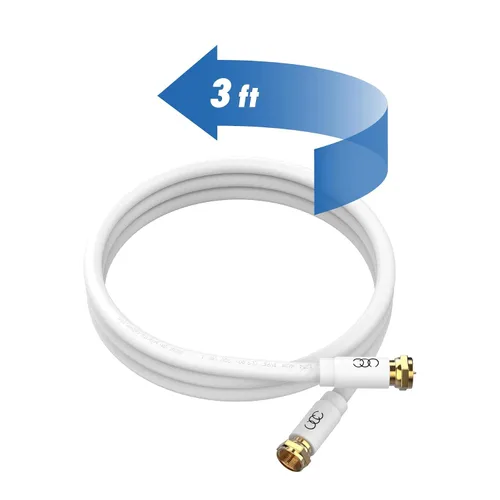 Miniatura 7 de Ultra Clarity Cables Cable coaxial de 3 pies – Cable coaxial RG6 de triple blindaje para TV, conectores chapados en oro, audio digital y video