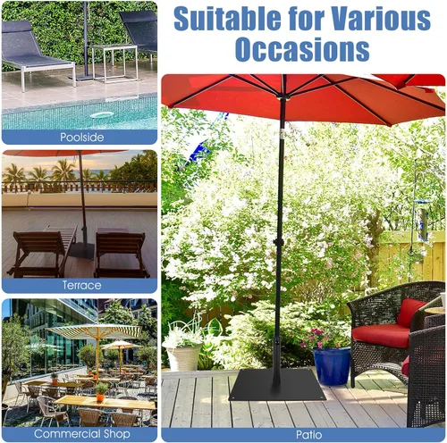 Miniatura 8 de HAPPYGRILL Base de sombrilla de patio de 20 pulgadas, soporte cuadrado de 35 libras para sombrilla de mercado al aire libre con 4 almohadillas