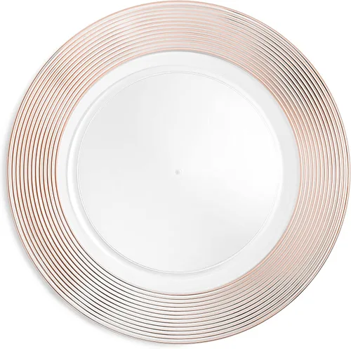 Platos de carga de oro rosa de 13 pulgadas (juego de 6) platos de servicio de cena para fiestas, bodas, Acción de Gracias, celebraciones de Borde de