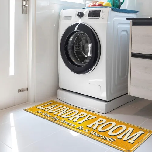 Miniatura 18 de Alfombra lavable a máquina con diseño de texto antideslizante con parte trasera de goma, 2 x 5, para lavandería, para baño, lavadero, 20 x 59