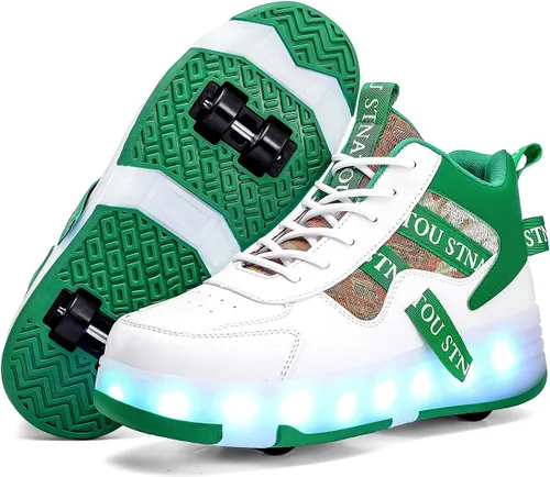 Miniatura 9 de HHSTS Zapatos de patinaje para niños mejorados con 16 luces LED, modelo de 4 ruedas iluminadas, para niños y niñas, tenis de moda para niños