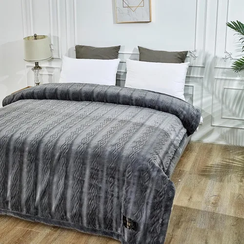 Miniatura 6 de LGYKUMEG Manta pesada de visón coreano de 10 libras, manta de forro polar de felpa cálida para invierno, sedosa suave y cálida, manta de cama Beige
