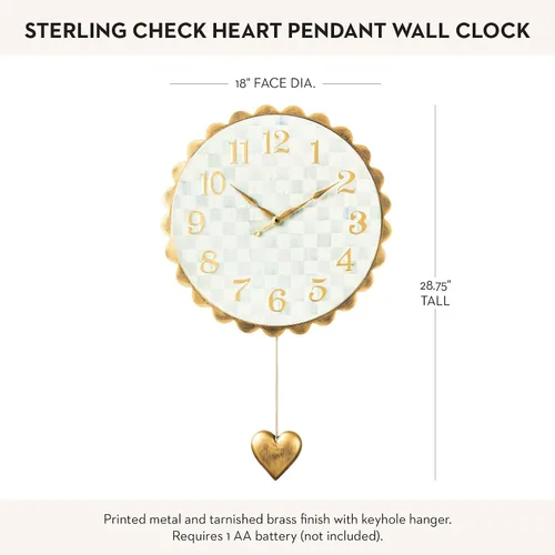 Miniatura 4 de MACKENZIE-CHILDS Sterling Check - Reloj de pared con colgante de corazón