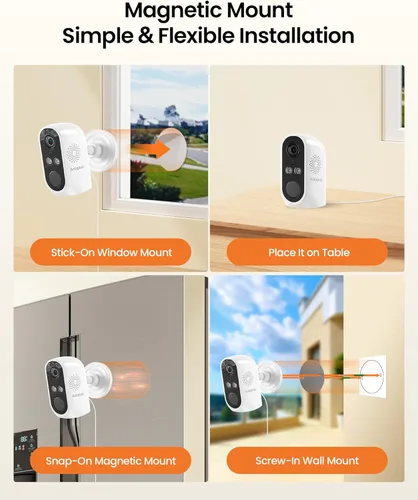 Miniatura 7 de Anlapus Cámara de seguridad WiFi de 3 MP 2K para exteriores e interiores, 2 cámaras WiFi6 y 2.4 GHz enchufables para seguridad del hogar, visión