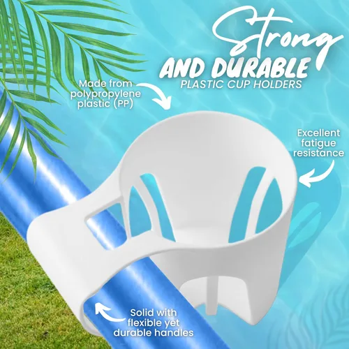Miniatura 9 de TonGass Paquete de 6, portavasos blancos para piscinas sobre el suelo, compatibles con piscina sobre el suelo con barra superior redonda de 2