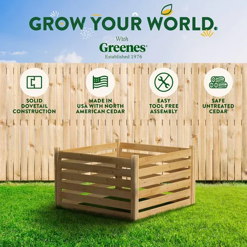 Miniatura 6 de Greenes Fence Premium Cedar Wood Composter, 31" L x 31" W x 31" H (3/4" Thick) / 128.96 gallons - Made in USA with North American Cedar