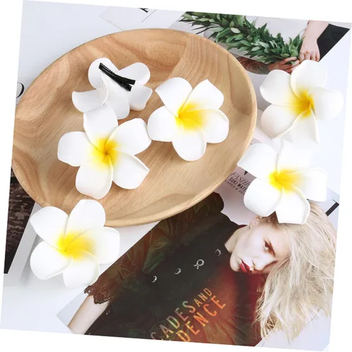 Miniatura 7 de FOMIYES 25 horquillas Frangipani para mujer, pinzas de pelo de flores de simulación, pinzas negras para novia, para playa, bodas, fiestas