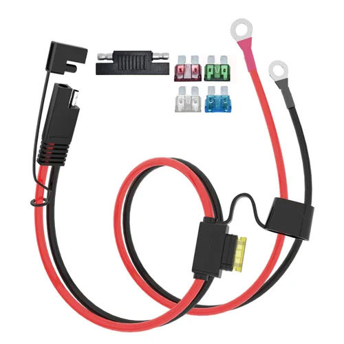 Miniatura 10 de ELFCULB Cable de extensión de conectores de batería SAE de 3.3 pies 10 AWG con 5 fusibles compatible con cargador de batería de generador solar, SAE