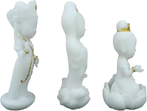Miniatura 6 de Ebros Gift Pequeño Feng Shui Cultural Art Fortuna Charm Blanco y Oro Buda Figurita Bodhisattva Hotei Mini Budas Talismán Escultura