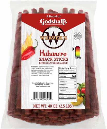 Weaver's Palitos Habanero (80 palitos picantes de carne de res y pollo de 7 pulgadas por bolsa de 40 onzas)