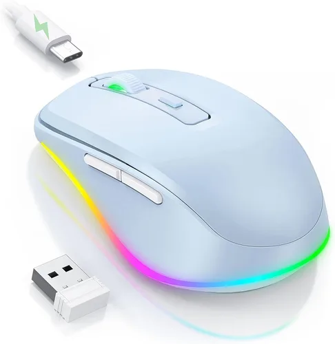 Miniatura 13 de PEIOUS Ratón Inalámbrico Jiggler - Ratones Inalámbricos LED con Mover de Ratón Integrado, Ratón Móvil Recargable para Laptop con Movimiento Azul